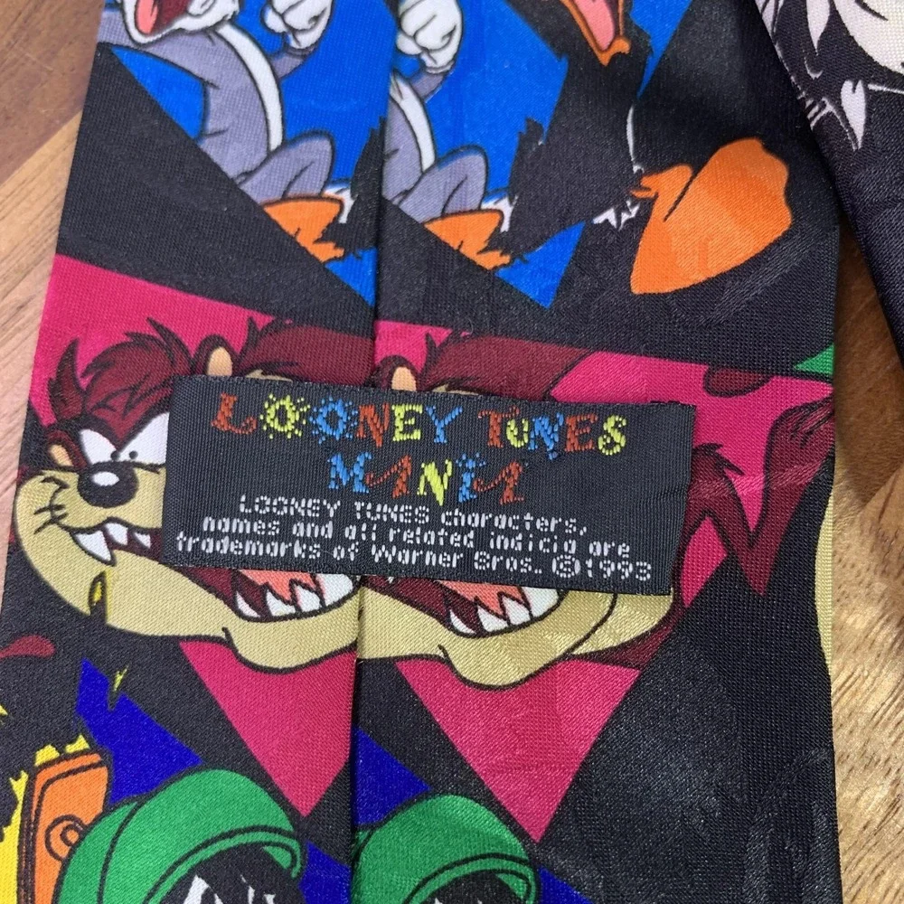 Vintage Looney Tunes Mania Tie Lot Men Set of 4 Marvin Martian Taz Bugs 90s Silk